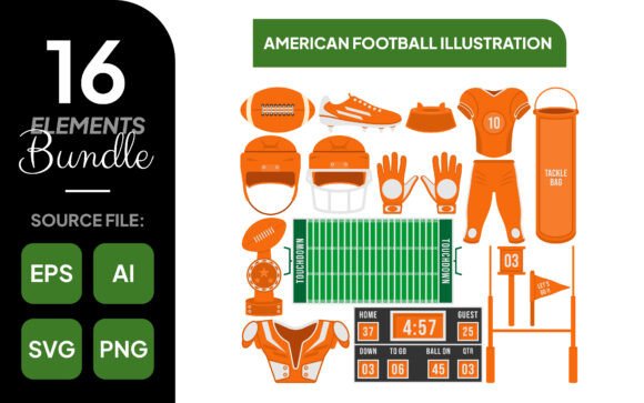 American Football Illustration Bundle: Your Ultimate Design Asset