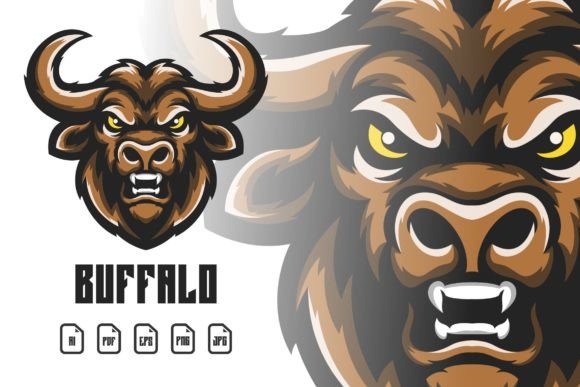 Unleash Brand Power with the Illustration Buffalo Mascot Logo